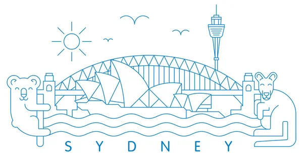 Sydney Vektor Illustration Und Typografie Design Australien — Stockvektor