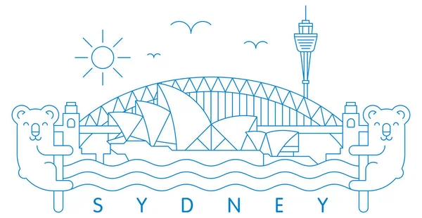 Sydney Wahrzeichen Vektorillustration Und Typografie Design Australien — Stockvektor