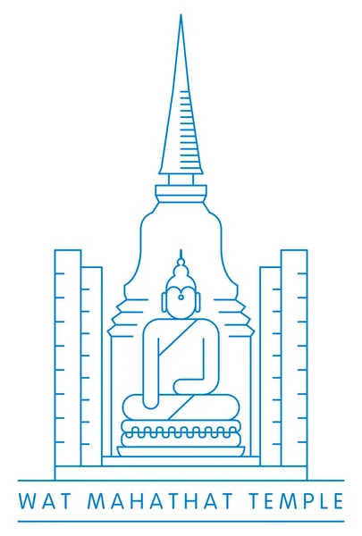 Buddha Wat Mahathat Chrámový Vektor Ilustrace Typografie Design Bangkok Thajsko — Stockový vektor