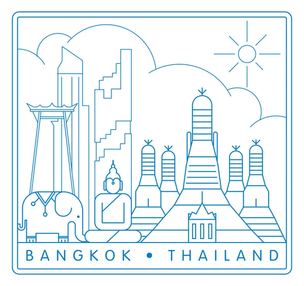 Bangkok Minimale Vektorillustration Und Typografie Design Thailand — Stockvektor