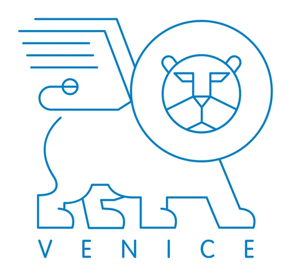 ヴェネツィアのライオンベクトルイラストとタイポグラフィのデザイン サンマルコ広場 ヴェネツィア イタリア — ストックベクタ