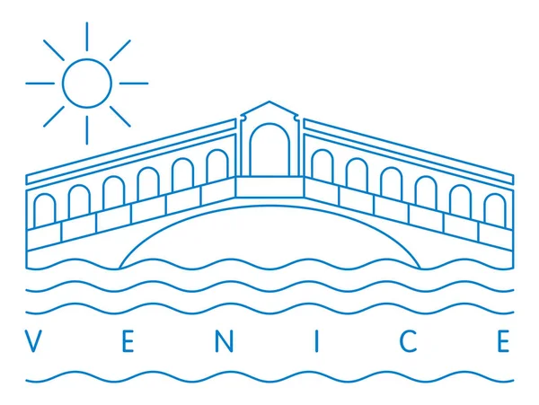 Rialto Brug Vector Illustratie Typografie Ontwerp Venetië Italië — Stockvector