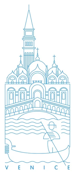 ヴェネツィアのランドマークベクトルイラストとタイポグラフィのデザイン イタリア — ストックベクタ