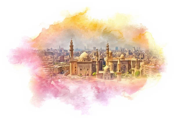 Cairo Acuarela Ilustración Egipto —  Fotos de Stock