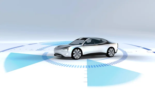 Nowoczesny Samochód Bez Kierowcy Autonomiczna Jazda Pomocą Technologii Radarowej — Zdjęcie stockowe