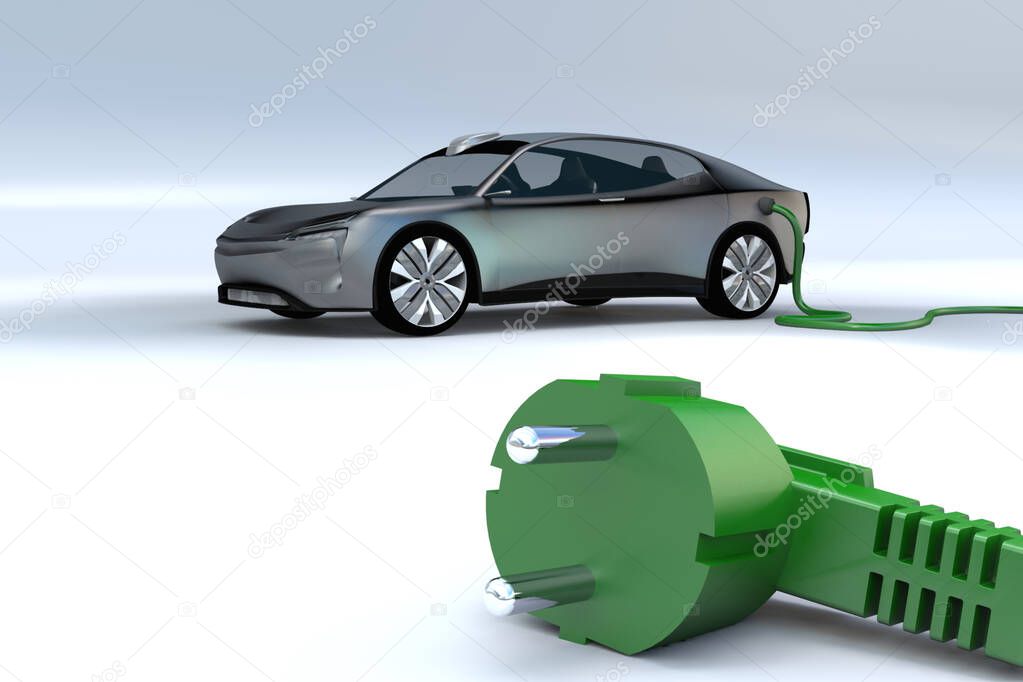 modern electric e-Car, environmental bonus, cash money