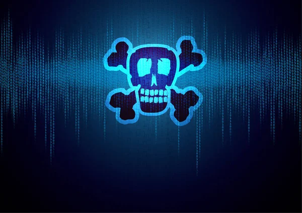 Computer Screen Skull Display Blue Background — Stock Photo, Image