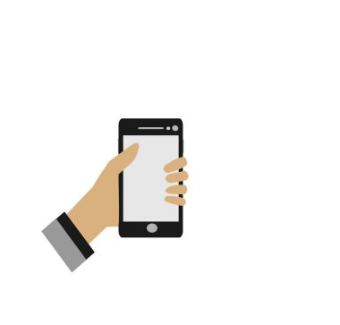 Eller yakından beyaz arka plan üzerinde cep telefonu tutuyorsun