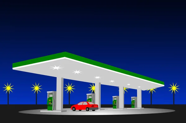 Yağ Pompası Orada Gece Petrol Mavi Gökyüzü Arka Plan Olarak — Stok Vektör