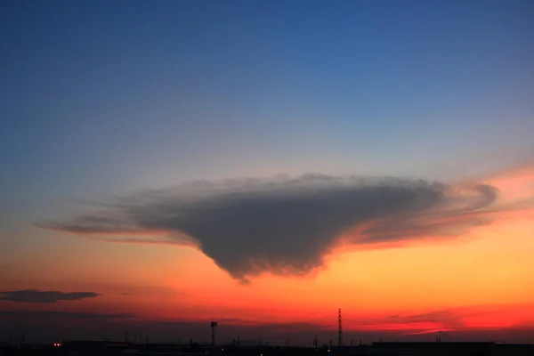 Strange Cloud Shape Blue Sky Background Sunrise — Stock Photo, Image