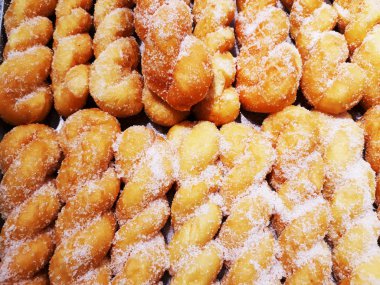 Ekmek grup şeker ile arka plan yığılmış