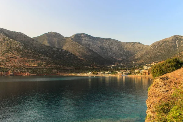 Panorama Bali, güneşli bir sabah erken Crete, Yunanistan