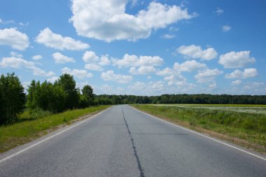 Yazın kır yolu güneşli bir gün.