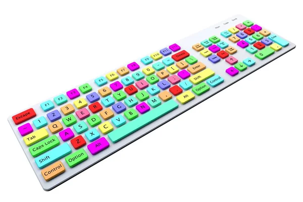 Rendering Keyboard Met Veelkleurige Toetsen Geïsoleerd Rechtenvrije Stockfoto's