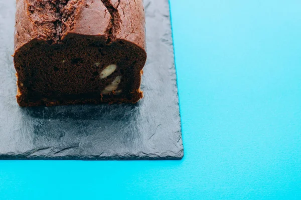 Pain Aux Bananes Chocolat Petit Déjeuner Matinal Avec Café Gâteau — Photo