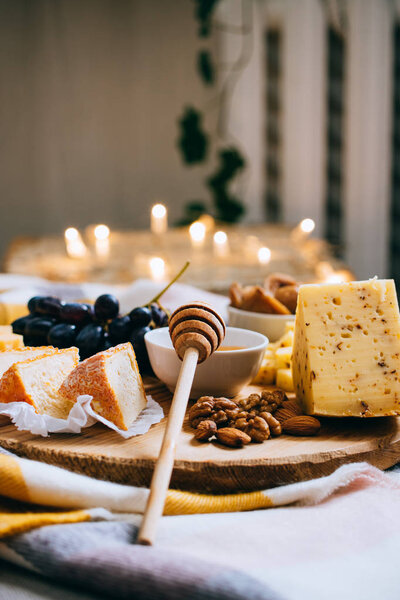 Cheese board, assorted cheese, comfort wine party dinner