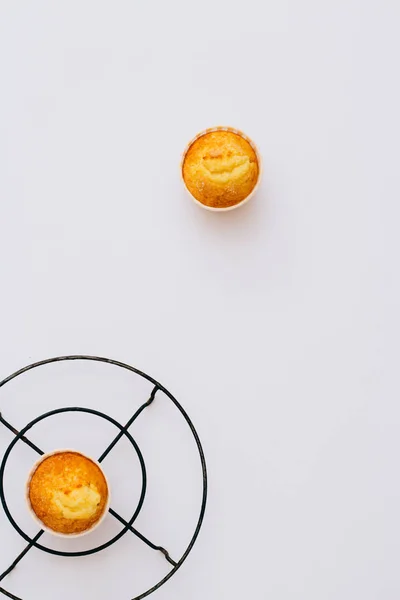 Muffins Plats Minimalistes Faits Maison Orange Sur Support Métallique Sous — Photo