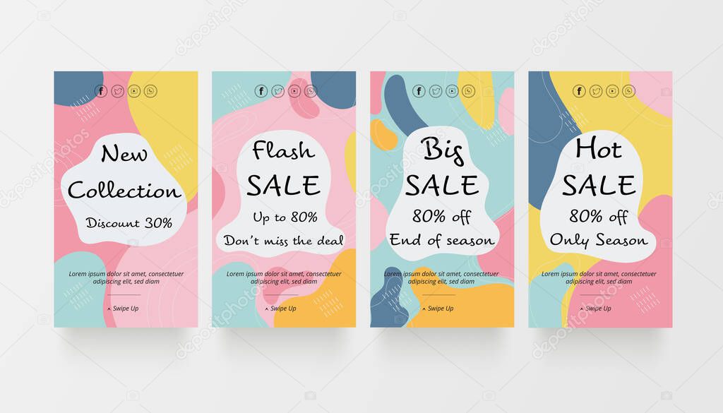 Abstract illustration of social media story template. Flat design.Sale banner.