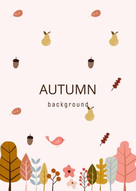 Yapraklı sonbahar arkaplanı. Vektör çizimi. Satış afişi.