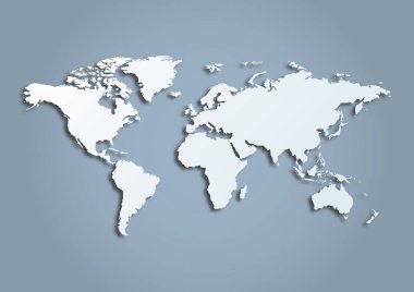 3D vektör dünya illüstrasyon pürüzsüz vektör gölgeler ve beyaz dünya-tasarım öğesi için Infographics kıtalar Haritası ve diğer küresel çizimler