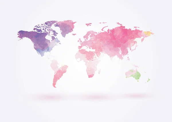 Vector World Map Watercolor Style — Stock Vector