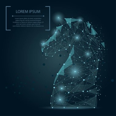 Soyut mash çizgi ve nokta satranç at. Vektör iş çizim. Poligonal düşük poli. 