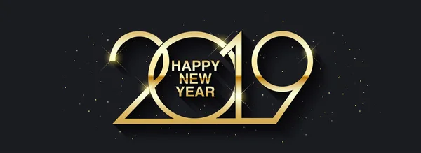 Feliz Año Nuevo 2019 Diseño Texto Ilustración Saludo Vectorial Con — Vector de stock
