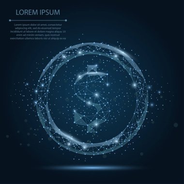 Soyut mash çizgi ve nokta dolar işareti. Vektör iş çizim. Poligonal düşük poli para birimi