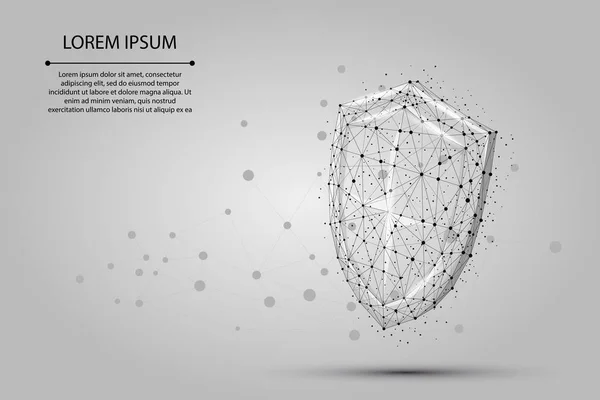 Scudo Poligonale Astratto Illustrazione Vettoriale Basso Poli Wireframe Proteggere Proteggere — Vettoriale Stock