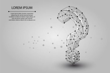 Soyut mash çizgi ve nokta soru işareti. Vektör iş çizim. Poligonal düşük poli