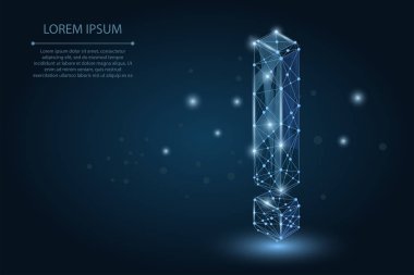 Noktalar, çizgiler ve şekiller oluşan bir ünlem işaretinin soyut resim. Vektör iş çizim. Uzay Poli, yıldız ve evren