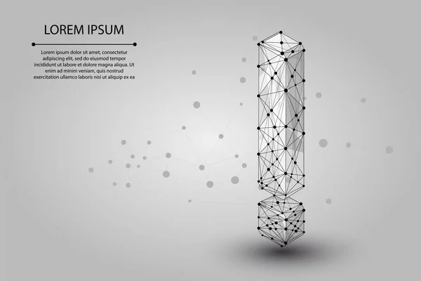 Immagine Astratta Punto Esclamativo Costituito Punti Linee Forme Illustrazione Del — Vettoriale Stock