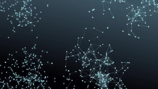 Puzzle mobile abstrait généré par ordinateur vidéo 4K rendu. Concept d'entreprise de travail d'équipe. Les points et les lignes se connectent 