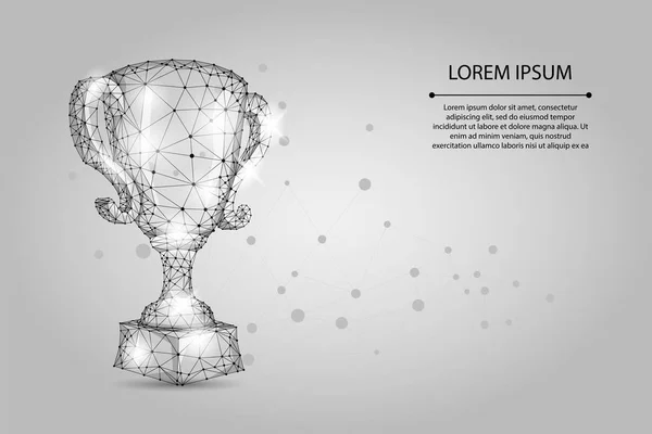 Copa Trofeos Poligonal Abstracta Ilustración Vectores Polivinílico Bajo Premio Campeones — Vector de stock