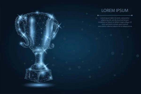 Abstrakt Polygonal Trophy Cup Låg Poly Wireframe Vektor Illustration Champions — Stock vektor