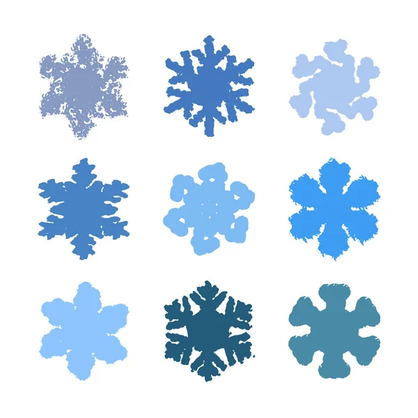 Ensemble de flocons de neige marqueur Chunky — Image vectorielle