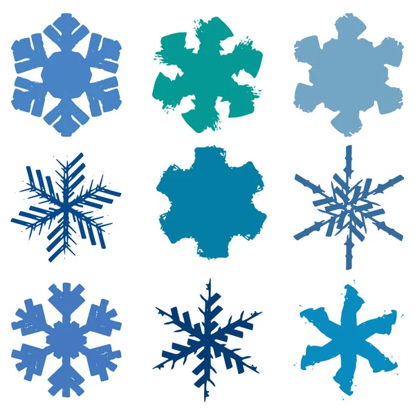 Chunky Marker Snowflakes Set — Stock Vector