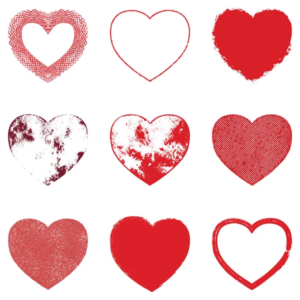 Distressed Hearts Set — Stock Vector