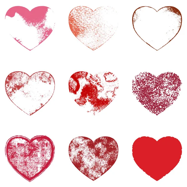 Distressed Hearts Set — Stock Vector