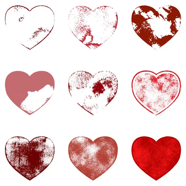 Distressed Hearts Set — Stock Vector