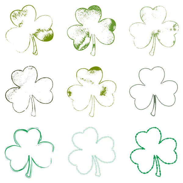 Clover Leaf Grune Set 01 — Stock Vector