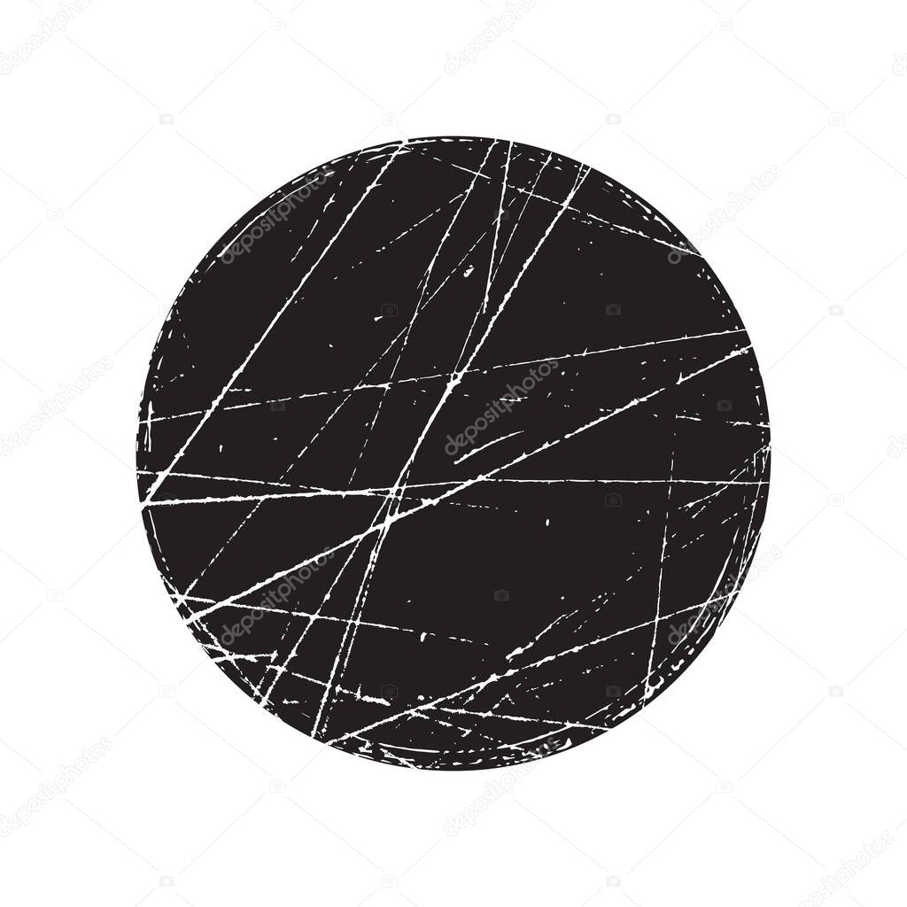 Distressed Circle Stamp Vector Black Color Overlay Texture. Circular Bold Grunge aging Template background For your design. Used icon, badge, label, insignia, logo, button backdrop. EPS10 vector.