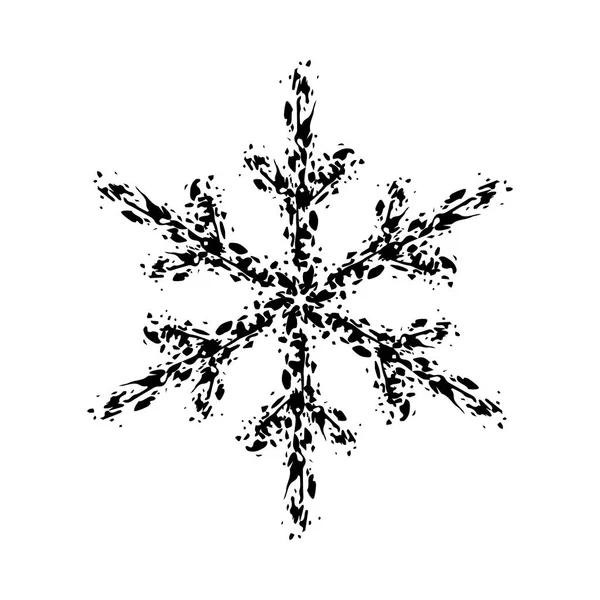 Grunge Copo de nieve aislado — Vector de stock