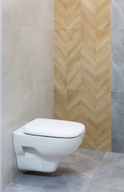 Modern banyo içi. Yeni tuvalet tasarımı.