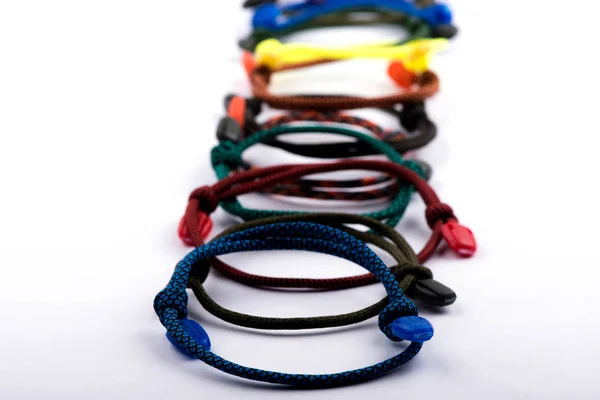 Bracelets Avec Des Fils Bracelets Tressés Bracelet Sur Bras — Photo