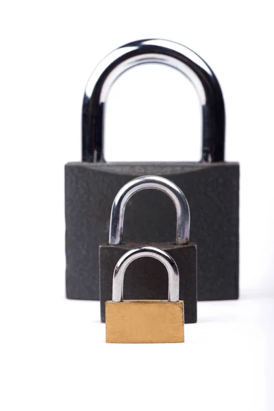 Padlock Witte Achtergrond Slot Grendel — Stockfoto