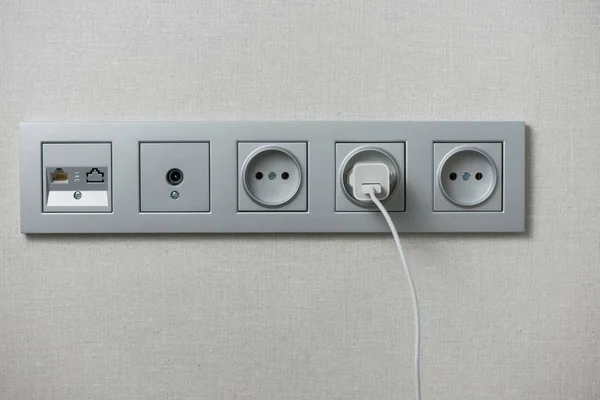 Sockets Met Antennekabel Internet — Stockfoto