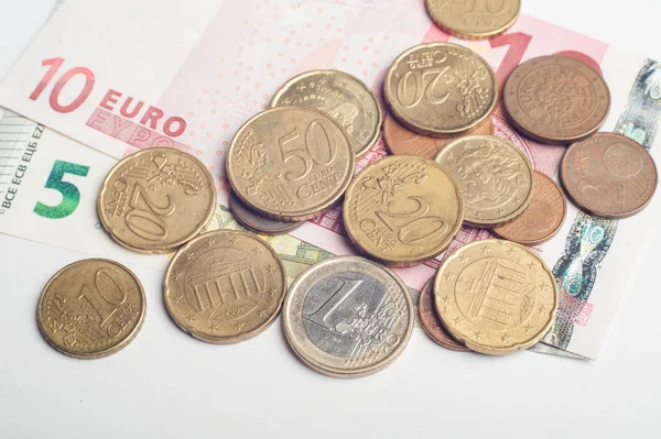 欧元美分接近 一堆硬币 — 图库照片