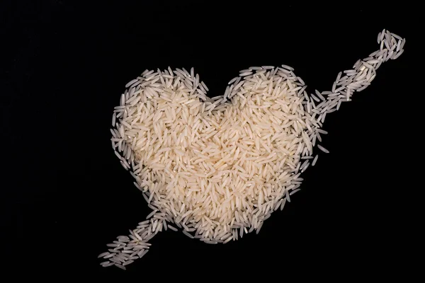 Rice Closeup Arroz Sobre Fundo Preto — Fotografia de Stock