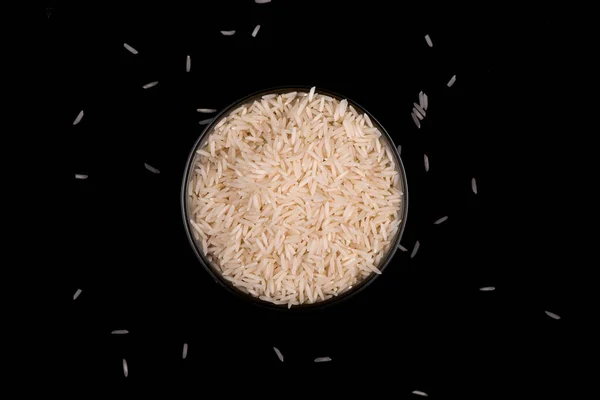 Рисовый Крупный План Рис Чёрном Фоне — стоковое фото